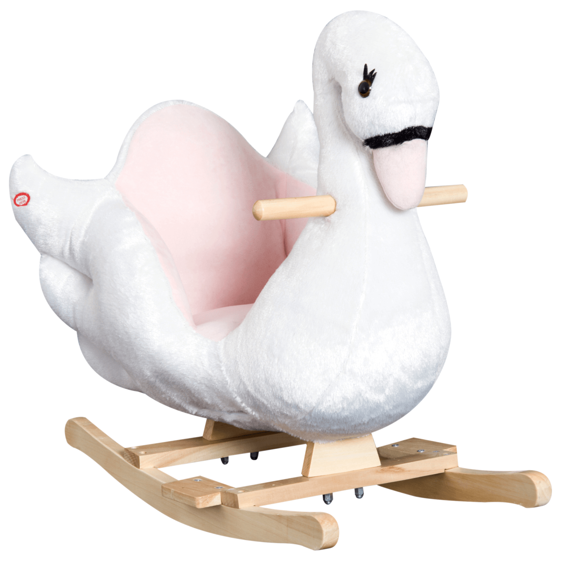 HOMCOM Plush Ride-On Swan Toy for Kids | Rocking Horse, Discover the HOMCOM Swan Rocking Horse—safe, sturdy, and fun! Perfect for imaginative play with music and a safety seat for your little one.