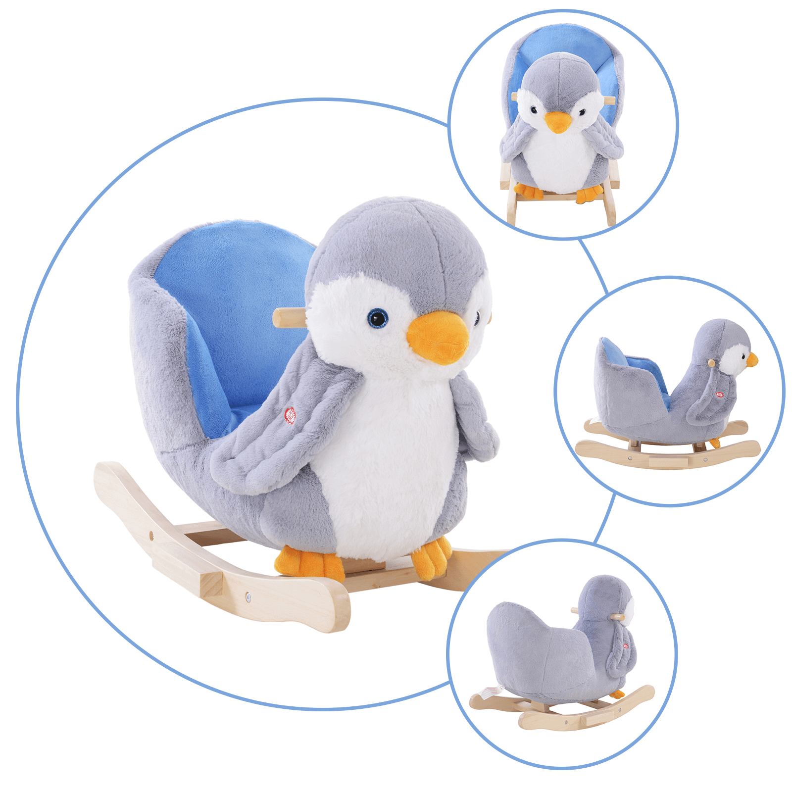 Penguin Rocking Horse - Plush, Musical Fun, Delight your toddler with a soft, musical Penguin Rocking Horse featuring 32 songs. Perfect for endless fun and safe adventures!