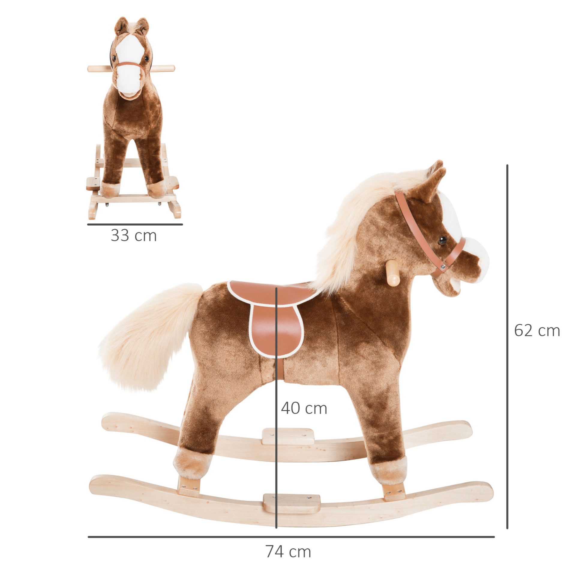 HOMCOM Kids Plush Rocking Horse - Safe Ride-On Toy, Delight your child with the HOMCOM Plush Rocking Horse! Safe, sturdy, and perfect for imaginative play for ages 3+. Ideal gift for any occasion.