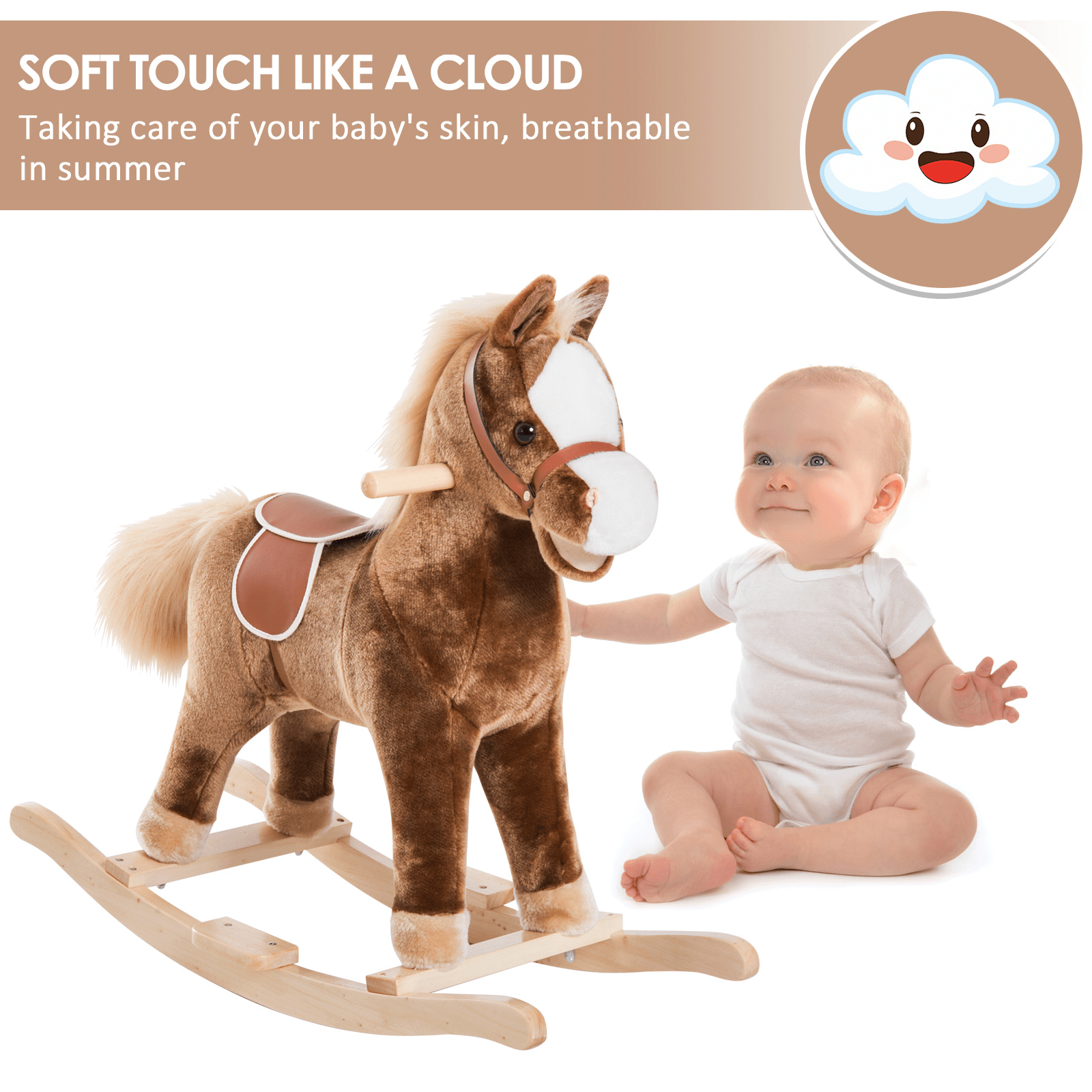 HOMCOM Kids Plush Rocking Horse - Safe Ride-On Toy, Delight your child with the HOMCOM Plush Rocking Horse! Safe, sturdy, and perfect for imaginative play for ages 3+. Ideal gift for any occasion.