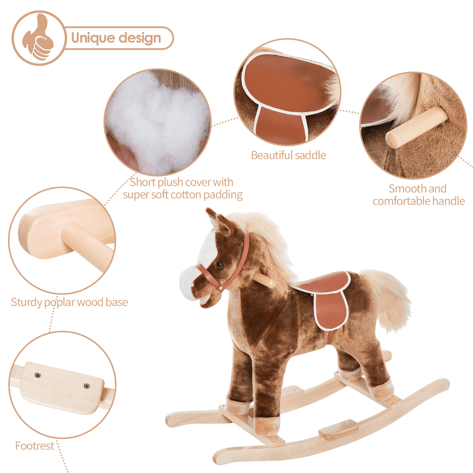 HOMCOM Kids Plush Rocking Horse - Safe Ride-On Toy, Delight your child with the HOMCOM Plush Rocking Horse! Safe, sturdy, and perfect for imaginative play for ages 3+. Ideal gift for any occasion.