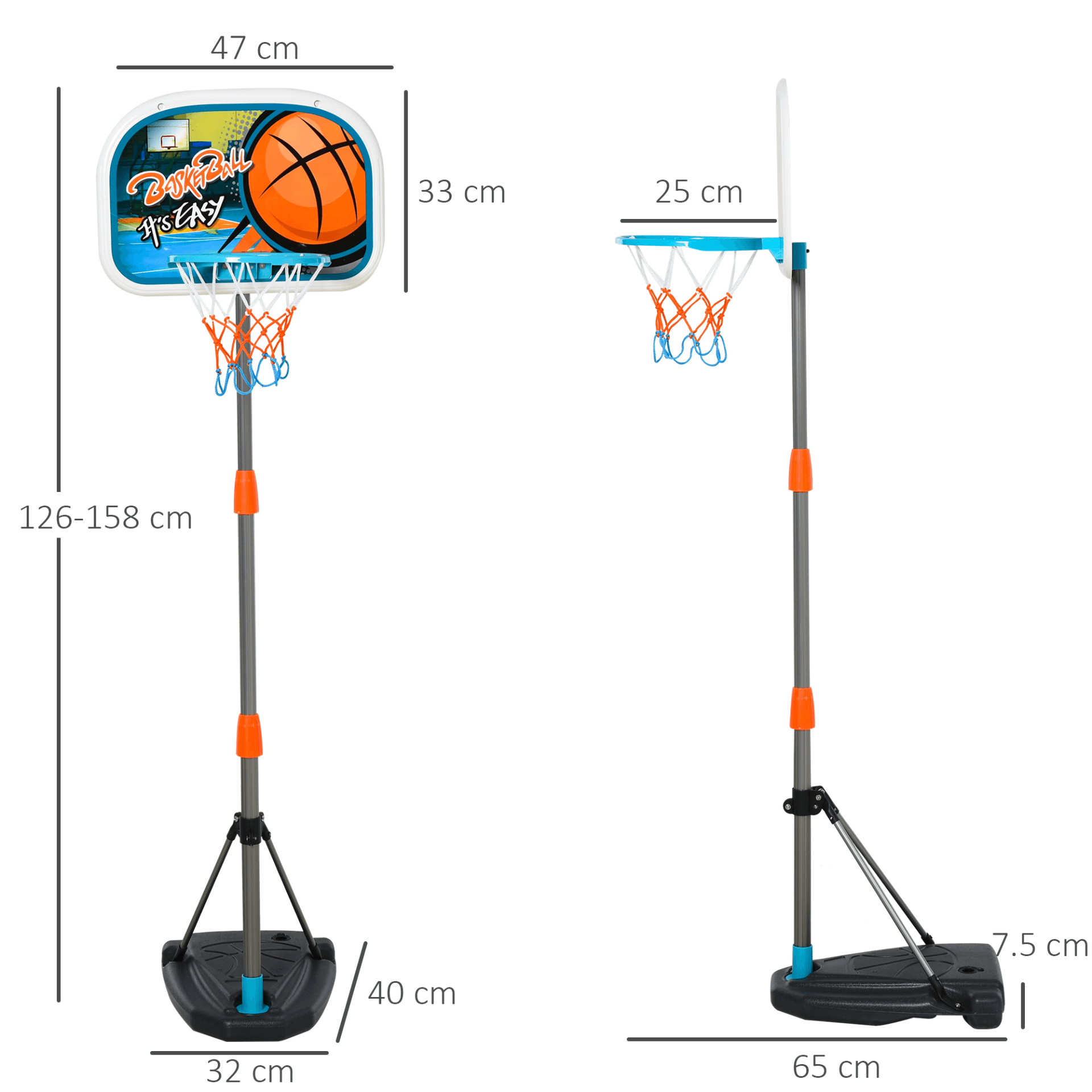 HOMCOM Adjustable Kids Basketball Hoop Set, Complete playset for ages 3-8. Adjustable hoop height, sturdy backboard, and includes ball & pump for indoor/outdoor fun!