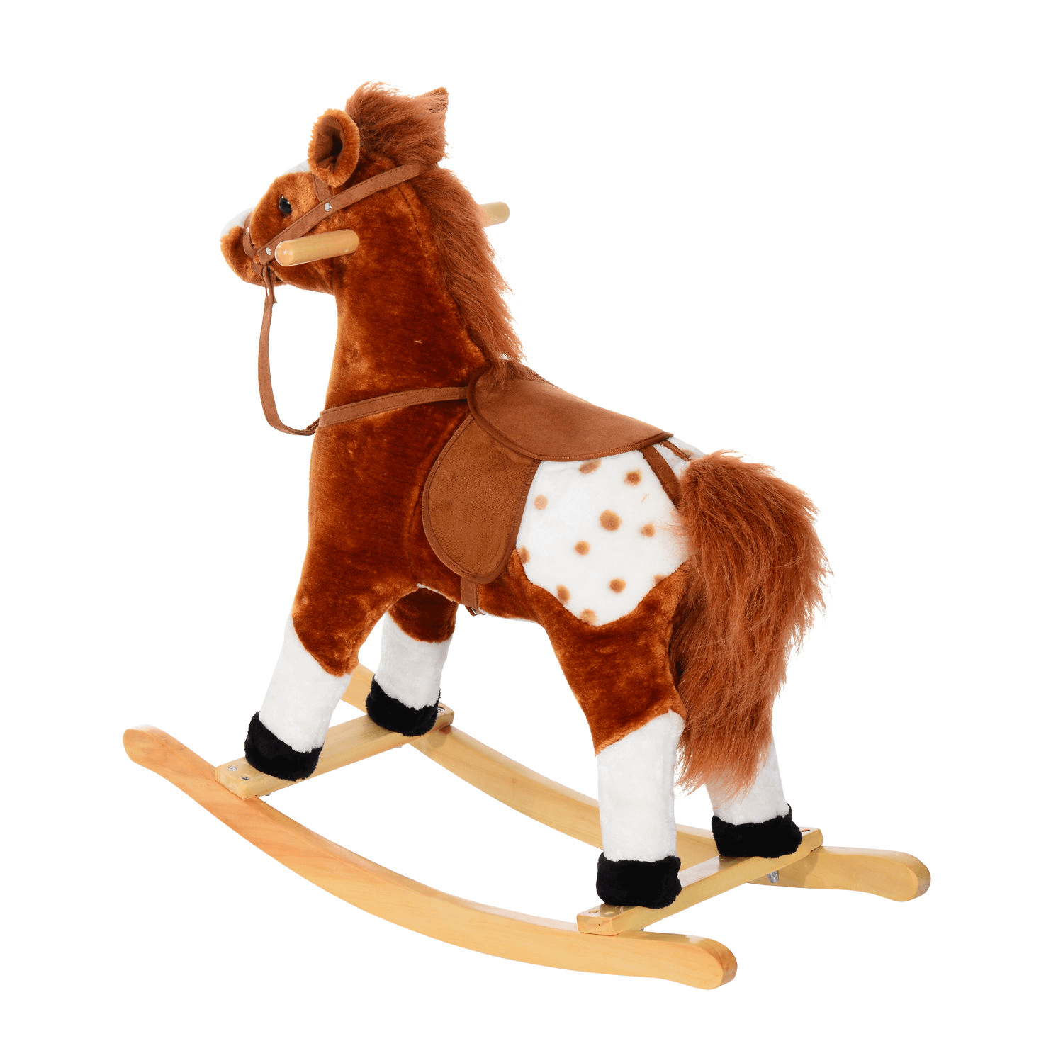 Kids Plush Rocking Horse - Real Sounds & Safe Grip, Delight your child with a plush rocking horse that features realistic sounds and a cuddly, secure design. Perfect gift for imaginative play!