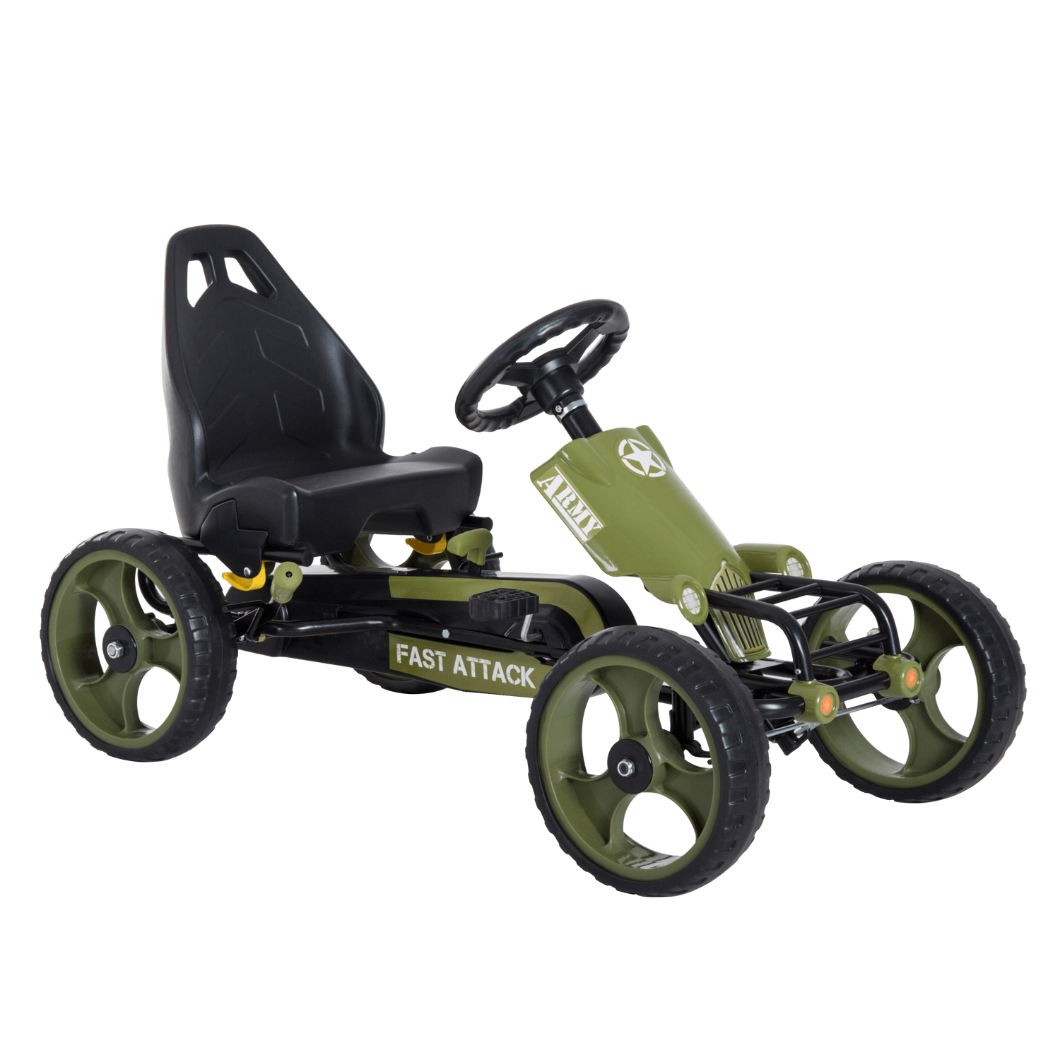 Kids Pedal Go Kart with Brakes - Green, Unleash racing fun for kids with a pedal go-kart featuring a braking system and adjustable seat. Ignite adventure today!