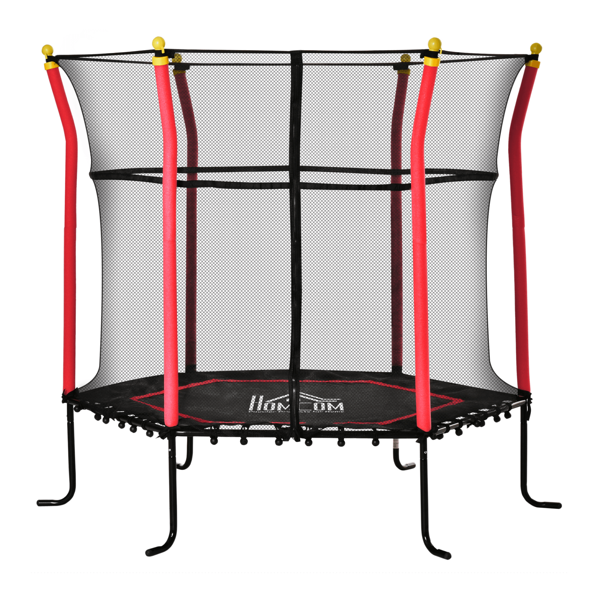 5.2FT Kids Trampoline with Enclosure - Safe, Fun Play, Bring joy and safety to your kids, with the 5.2FT Kids Trampoline. Ideal for ages 3-10, featuring a zipped net door and anti-UV net for safe indoor/outdoor fun.