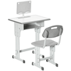 HOMCOM Adjustable Kids Desk & Chair Set - Grey, Ergonomic kids desk and chair set with storage options, adjustable heights, and a sleek design for children aged 6-12. Perfect study space solution!