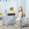 HOMCOM Adjustable Kids Desk & Chair Set - Grey, Ergonomic kids desk and chair set with storage options, adjustable heights, and a sleek design for children aged 6-12. Perfect study space solution!