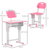 HOMCOM Adjustable Kids Desk & Chair Set - Pink, Transform your child's study space with this adjustable desk and chair set, perfect for ages 6-12, featuring a drawer and cup holder.