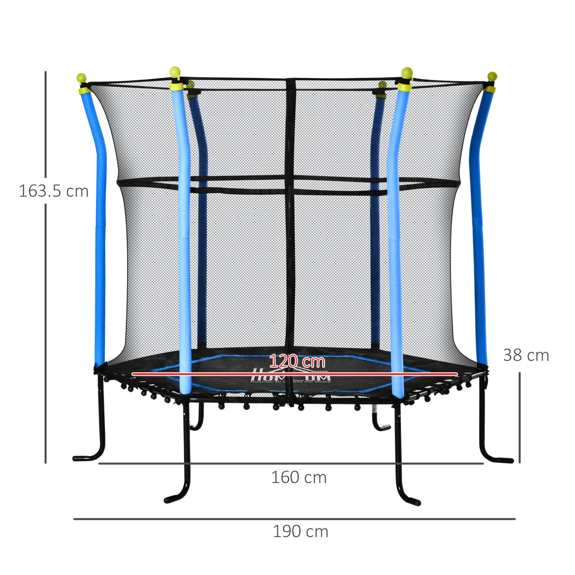 5.2FT Kids Trampoline with Safety Net, Ideal for Ages 3-10, Keep kids safe and active with the durable 5.2FT trampoline. Great for indoor & outdoor fun. Perfect for toddlers aged 3-10. Blue color, net door included.