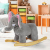 HOMCOM Kids Plush Rocking Horse - Grey Elephant Ride-On, Delight your toddler with the HOMCOM Rocking Horse! Soft, safe, and plays 32 nursery rhymes for endless musical fun.