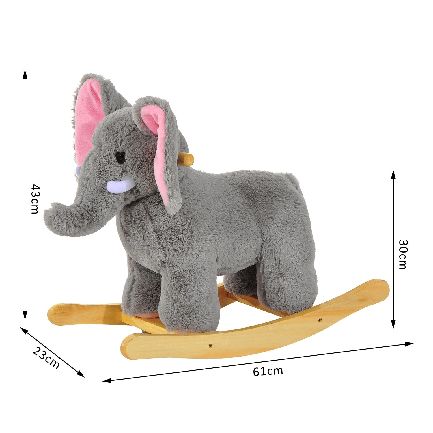 HOMCOM Kids Plush Rocking Horse - Grey Elephant Ride-On, Delight your toddler with the HOMCOM Rocking Horse! Soft, safe, and plays 32 nursery rhymes for endless musical fun.