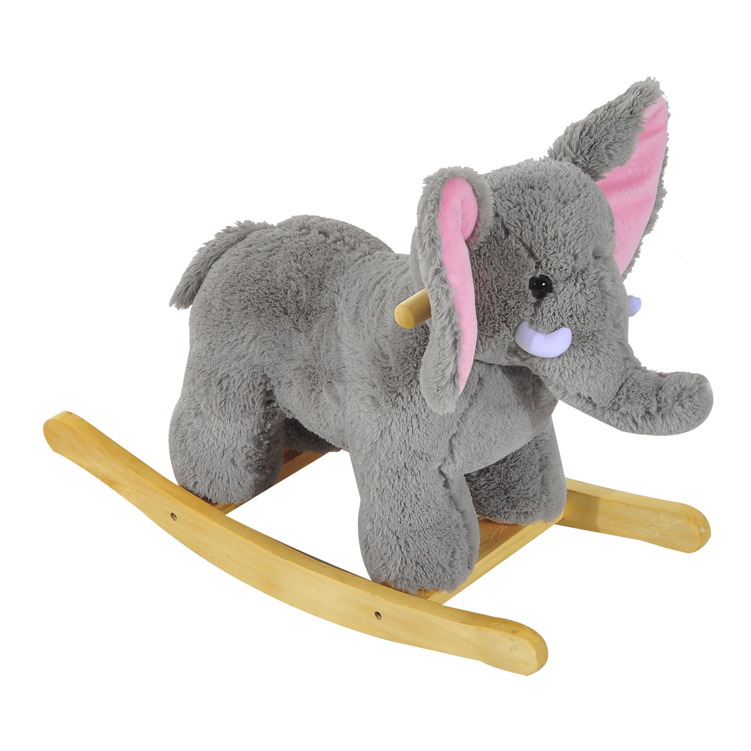 HOMCOM Kids Plush Rocking Horse - Grey Elephant Ride-On, Delight your toddler with the HOMCOM Rocking Horse! Soft, safe, and plays 32 nursery rhymes for endless musical fun.