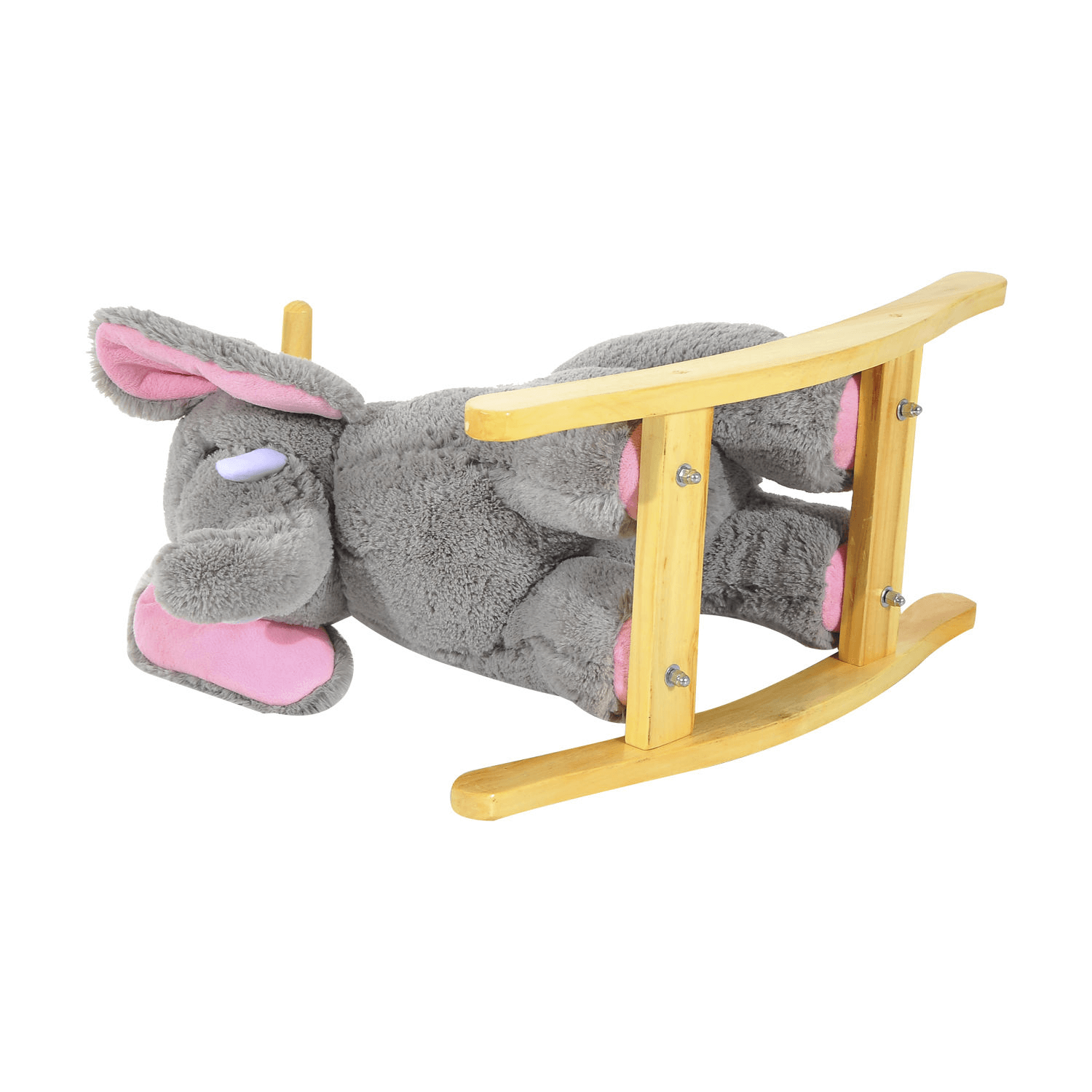 HOMCOM Kids Plush Rocking Horse - Grey Elephant Ride-On, Delight your toddler with the HOMCOM Rocking Horse! Soft, safe, and plays 32 nursery rhymes for endless musical fun.