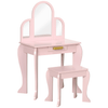 Pink Kids Dressing Table & Stool Vanity Set for Ages 3-6, Adorable and functional pink vanity set with mirror & drawer, designed for kids aged 3-6. Safe, durable, and adds charm to any room.