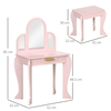 Pink Kids Dressing Table & Stool Vanity Set for Ages 3-6, Adorable and functional pink vanity set with mirror & drawer, designed for kids aged 3-6. Safe, durable, and adds charm to any room.