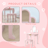 Pink Kids Dressing Table & Stool Vanity Set for Ages 3-6, Adorable and functional pink vanity set with mirror & drawer, designed for kids aged 3-6. Safe, durable, and adds charm to any room.