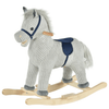 HOMCOM Kids Plush Rocking Horse with Sound - Grey, The perfect ride-on toy for kids 36-72 months! Durable, safe, and fun with sound for hours of joy. Ideal gift for playtime adventures!