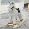 HOMCOM Kids Plush Rocking Horse with Sound - Grey, The perfect ride-on toy for kids 36-72 months! Durable, safe, and fun with sound for hours of joy. Ideal gift for playtime adventures!