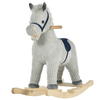 HOMCOM Kids Plush Rocking Horse with Sound - Grey, The perfect ride-on toy for kids 36-72 months! Durable, safe, and fun with sound for hours of joy. Ideal gift for playtime adventures!