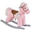 HOMCOM Kids Plush Pink Rocking Horse Toy with Sound, Delight your toddler with the HOMCOM plush pink rocking horse that features realistic sounds for interactive play fun! Perfect for ages 18-36 months.