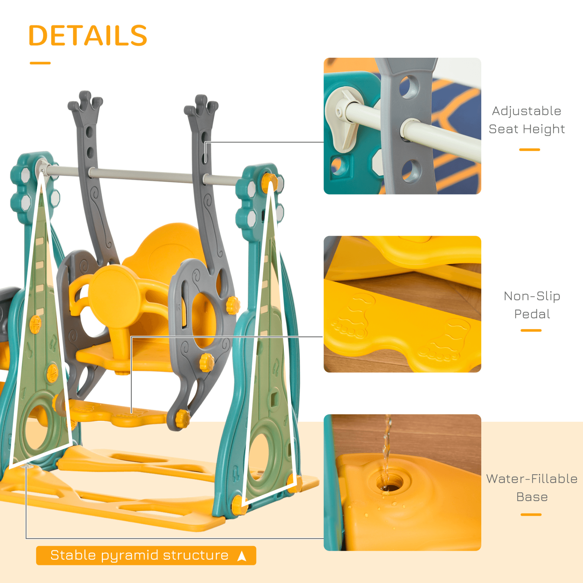 3-IN-1 Kids Playground Activity Center with Swing & Slide, 3-IN-1 Kids Activity Centre features a slide, adjustable swing, and basketball hoop for indoor/outdoor fun. Perfect for toddlers to enjoy hours of play!