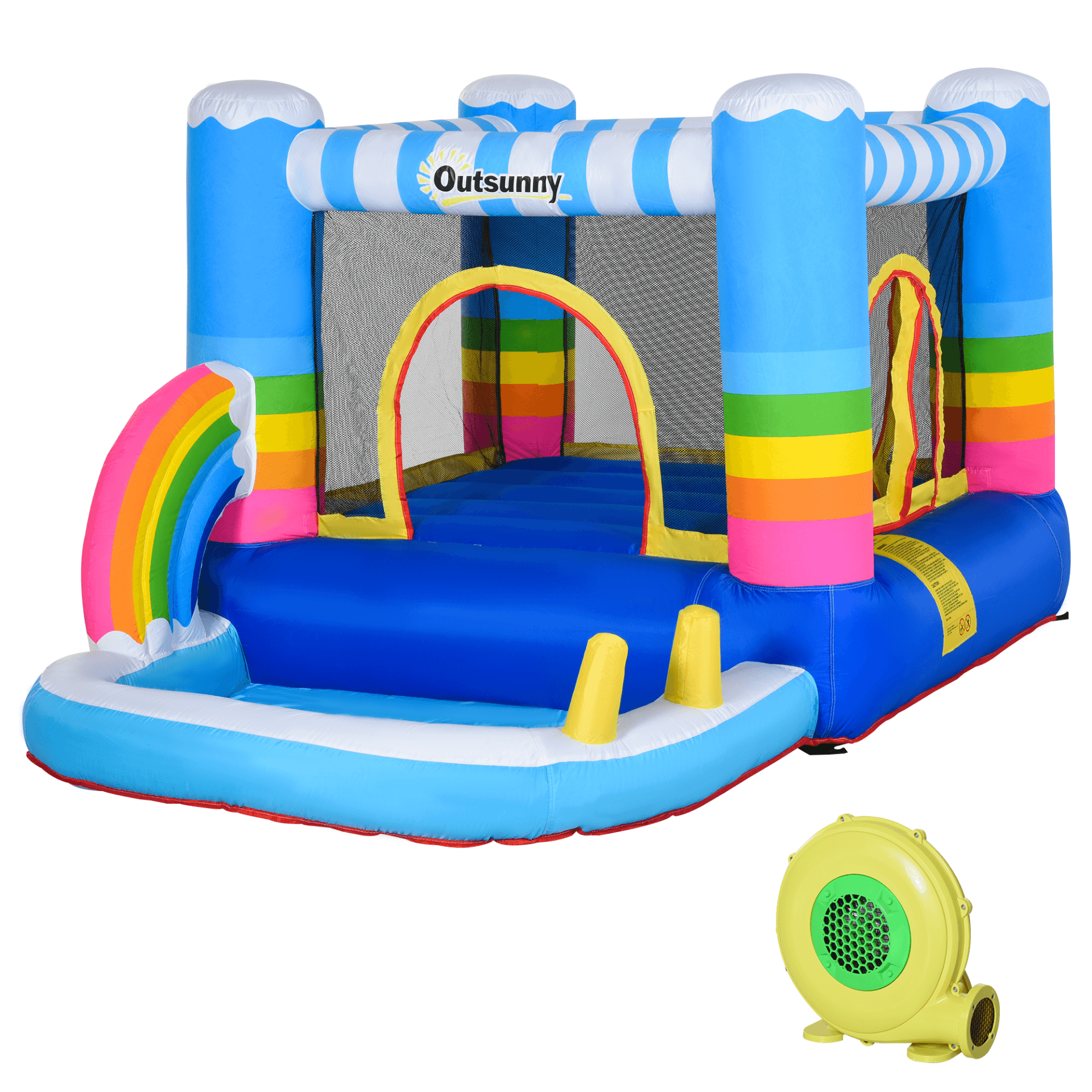 Rainbow Bouncy Castle & Pool for Kids 3-8 | Outdoor Fun, Discover the joy of outdoor play with the Rainbow Bouncy Castle & Pool House! Perfect for kids aged 3-8, it's safe, vibrant, and ensures endless fun.