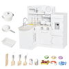 Kids Play Kitchen Wooden Toy - 14-Piece Playset, Engage your child’s imagination with our Kids Play Kitchen Toy. This 14-piece set features a sink, cabinet, and electronic water dispenser for realistic fun.