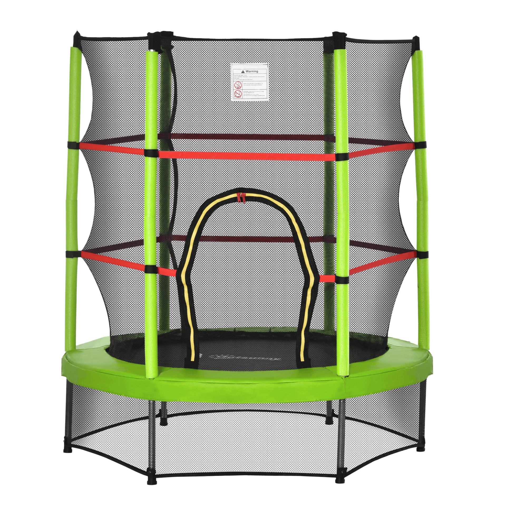 4.6FT Kids Trampoline with Safety Net – Ages 3-6, Green, Boost fun and safety with the 4.6FT Kids Trampoline. Features sturdy metal tubes, high-density bungee cords, and thick outer edge.