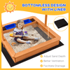 Kids Wooden Sandbox with Adjustable Canopy, Sturdy wooden sandbox for kids with adjustable canopy, bottom liner, and plastic basins. Ideal for outdoor sand play for ages 3-7. Protects from sun and rain.