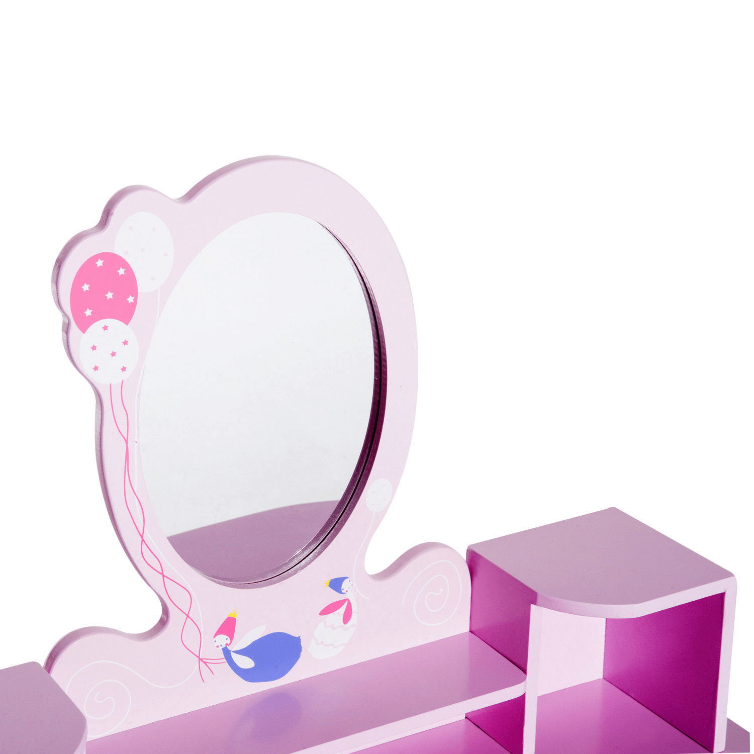 Kids Wooden Dressing Table Set - Pink, Fulfill your child's dreams with this adorable Kids Wooden Dressing Table and Stool Set in pink. Safe, high-quality materials with rounded edges.