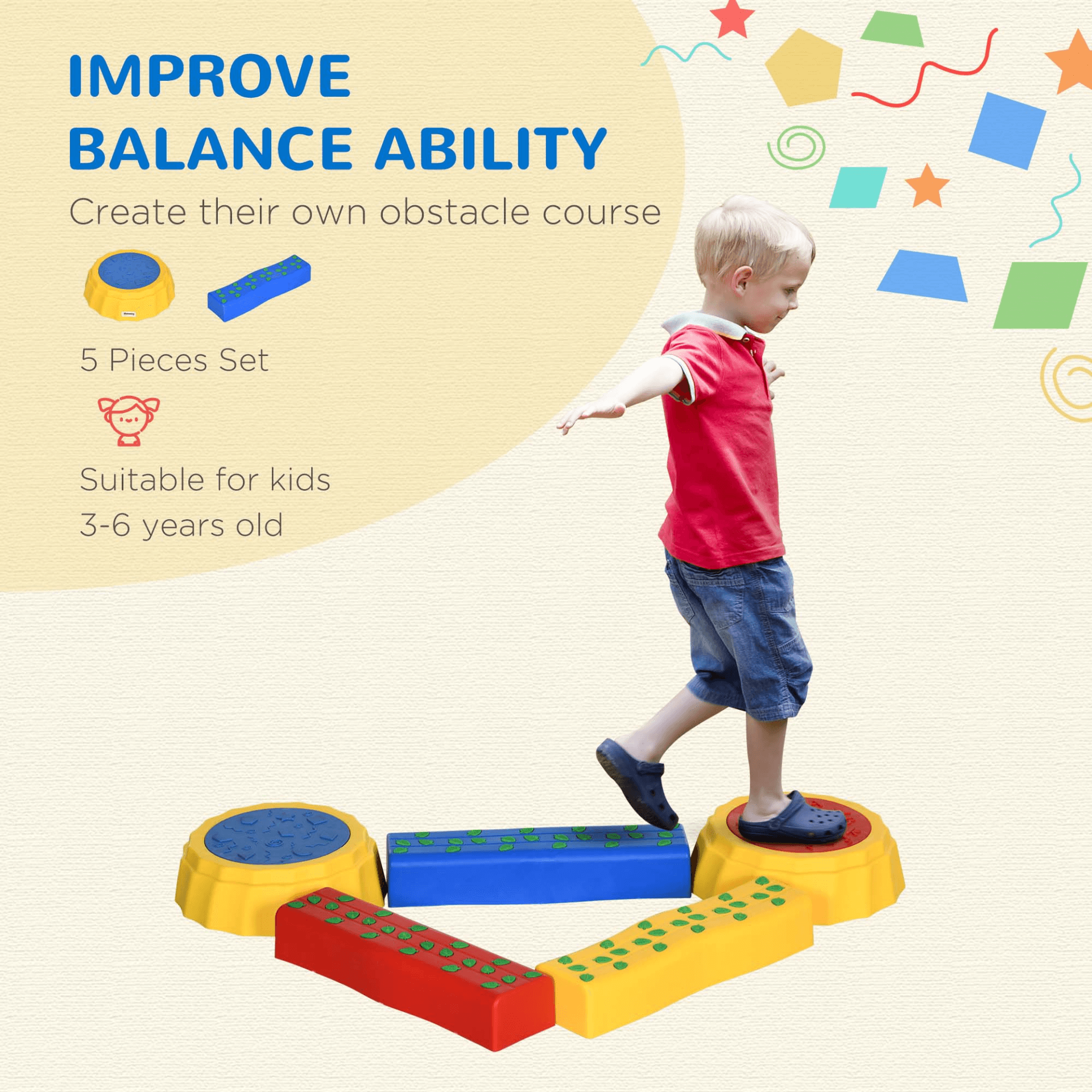 Stepping Stones & Balance Beam for Kids - Non-Slip & Stack, Enhance toddler coordination with our non-slip, stackable balance beam and stepping stones set. Build motor skills with durable and space-saving design.