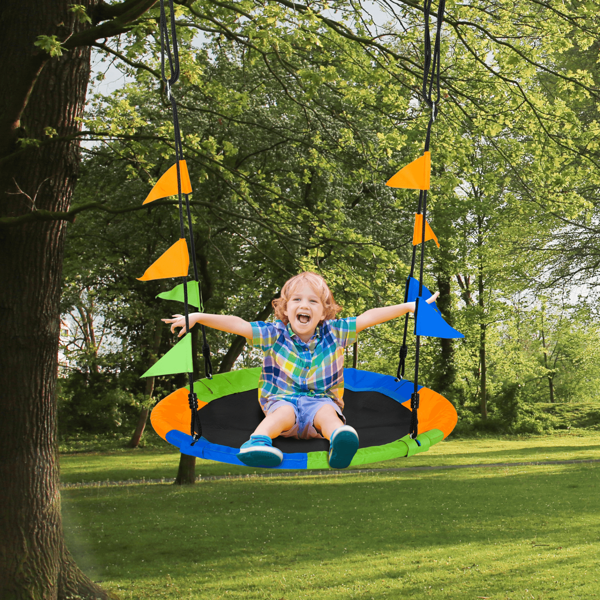 Outsunny 100cm Nest Tree Swing - Fun & Durable Play Toy, Kids will love the Outsunny Nest Tree Swing! Adjustable, durable, and perfect for outdoor fun with friends. Hours of laughter await!