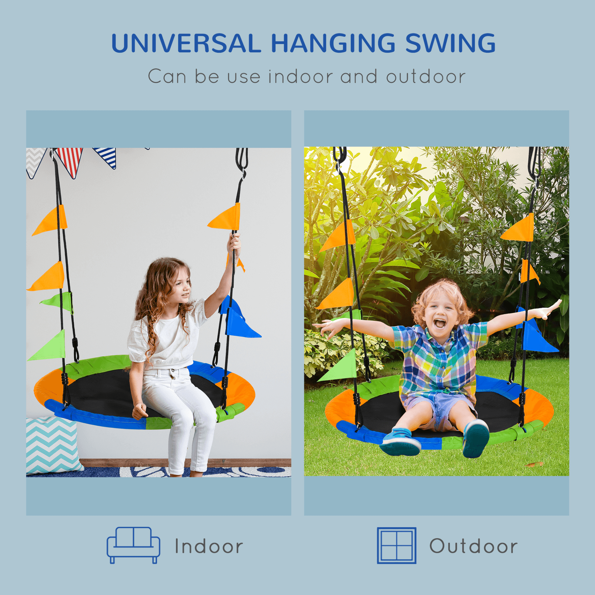 Outsunny 100cm Nest Tree Swing - Fun & Durable Play Toy, Kids will love the Outsunny Nest Tree Swing! Adjustable, durable, and perfect for outdoor fun with friends. Hours of laughter await!