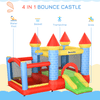 4-in-1 Kids Bounce Castle House - Outdoor Fun, The ultimate play solution for ages 3-8. Features trampoline, slide, water pool, and basketball hoop. Fast 2-minute setup with included air blower.