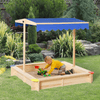 Kids Wooden Sandpit with Adjustable Canopy & Bench Seats, Durable 120x120x120cm wooden sandpit with adjustable canopy for sun protection. Spacious play area for multiple kids. Easy to clean.