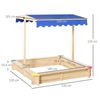 Kids Wooden Sandpit with Adjustable Canopy & Bench Seats, Durable 120x120x120cm wooden sandpit with adjustable canopy for sun protection. Spacious play area for multiple kids. Easy to clean.