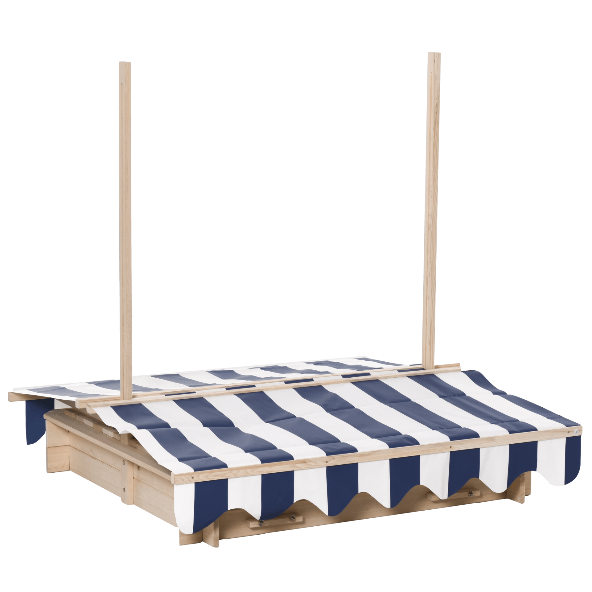 Outsunny Kids Wooden Sand Pit with Canopy & Benches, Enjoy safe outdoor playtime with our adjustable canopy sand pit, featuring sturdy benches and a durable wood frame for endless fun.