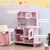 HOMCOM Pink Wooden Play Kitchen for Kids Ages 3-6, Spark creativity with HOMCOM's pink wooden play kitchen featuring lights, sounds, and realistic accessories for endless fun!