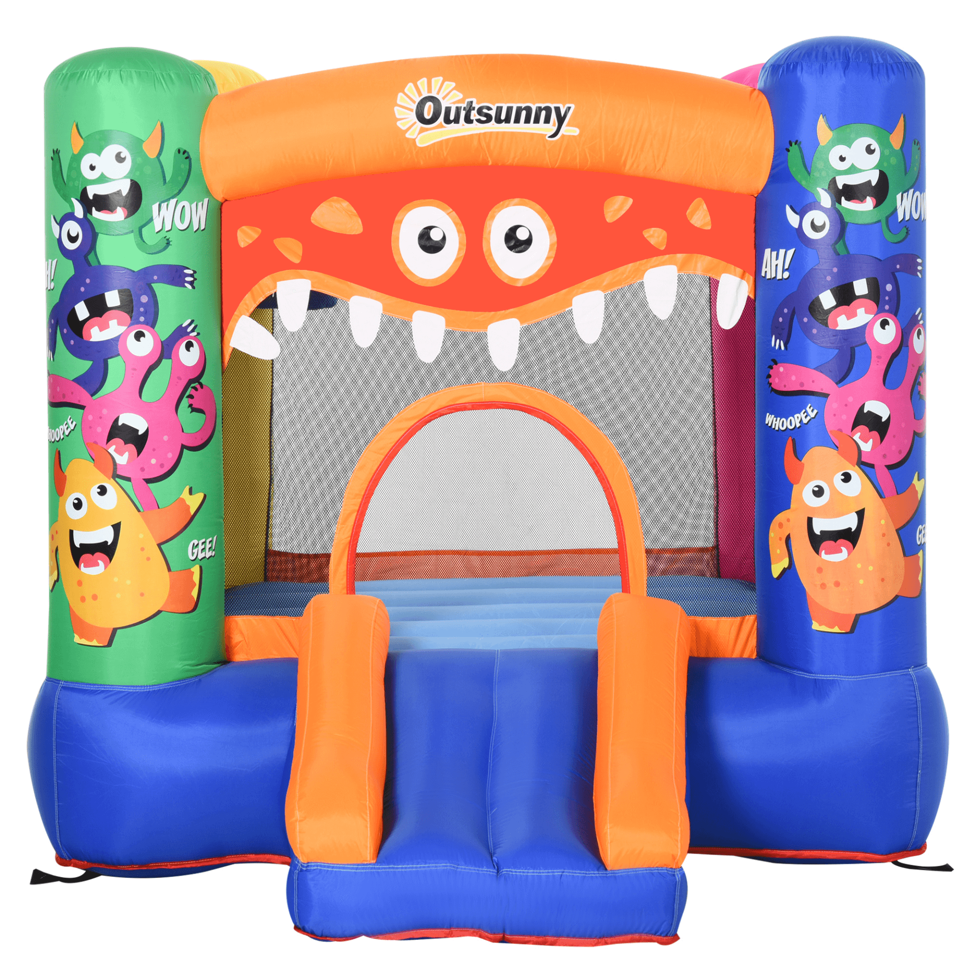 Kids Bounce Castle - Inflatable Trampoline & Slide, Quick setup inflatable bounce castle for kids ages 3-8. Secure and durable design with high-quality blower and ground stakes. Perfect for safe, fun playtime.