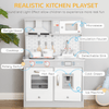 HOMCOM Kids Wooden Toy Kitchen Playset with Sounds, Spark creativity with HOMCOM's realistic wooden kitchen set, featuring a sink, microwave, and accessories for endless pretend play fun.