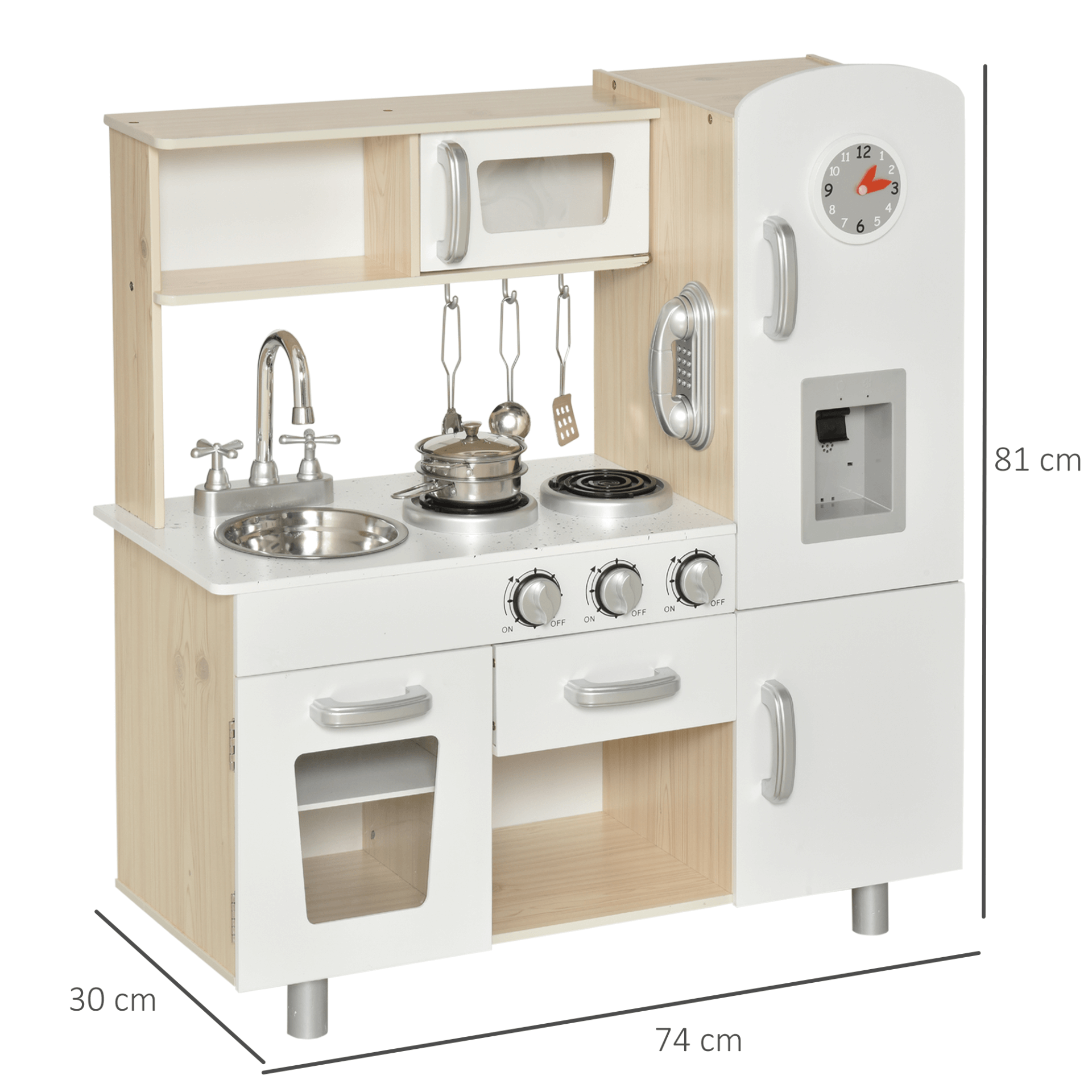 Kids White Wooden Play Kitchen Set - Educational Toy, Inspire young chefs with this interactive white wooden kitchen set. Features realistic play elements like a sink and cooker for fun and educational play.