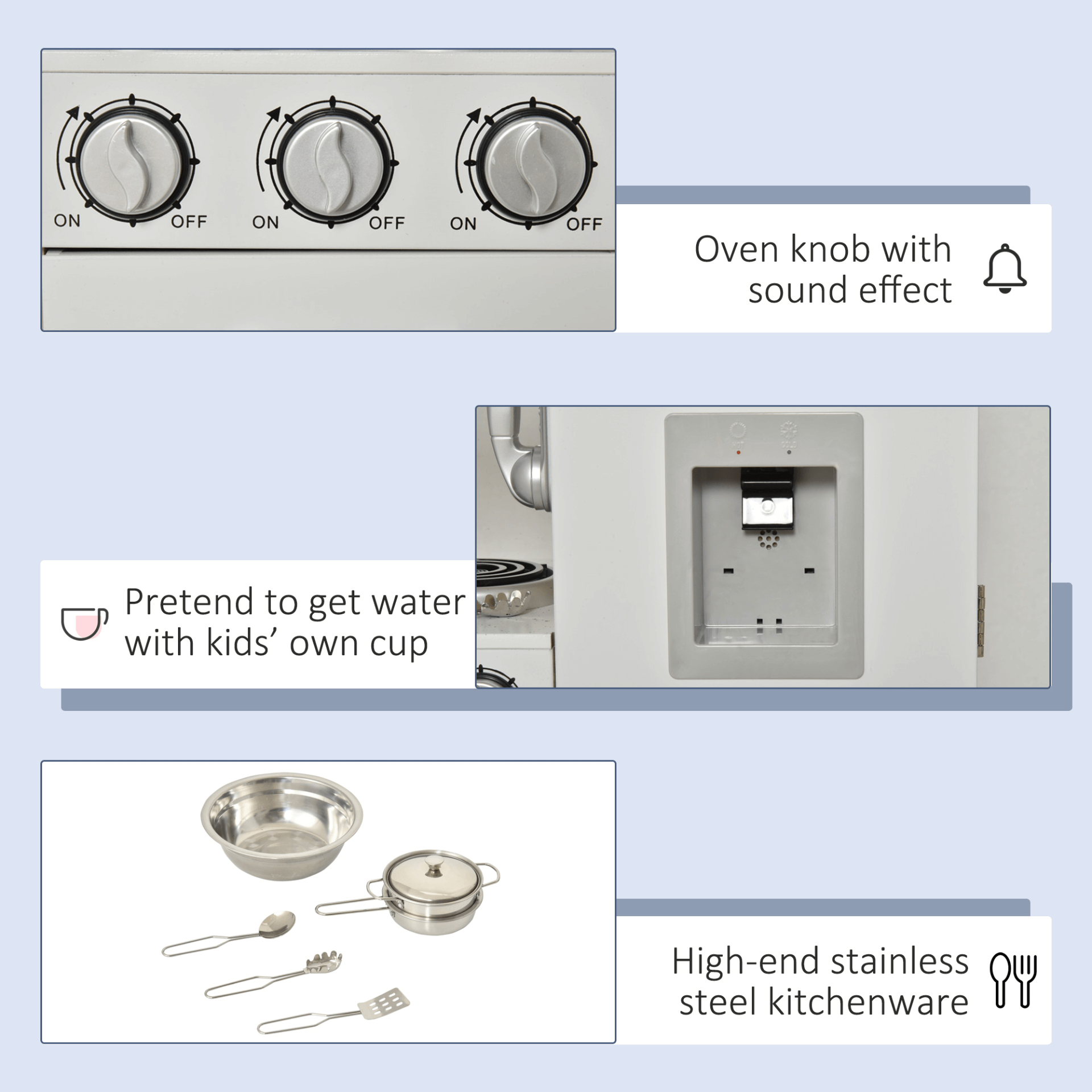 Kids White Wooden Play Kitchen Set - Educational Toy, Inspire young chefs with this interactive white wooden kitchen set. Features realistic play elements like a sink and cooker for fun and educational play.