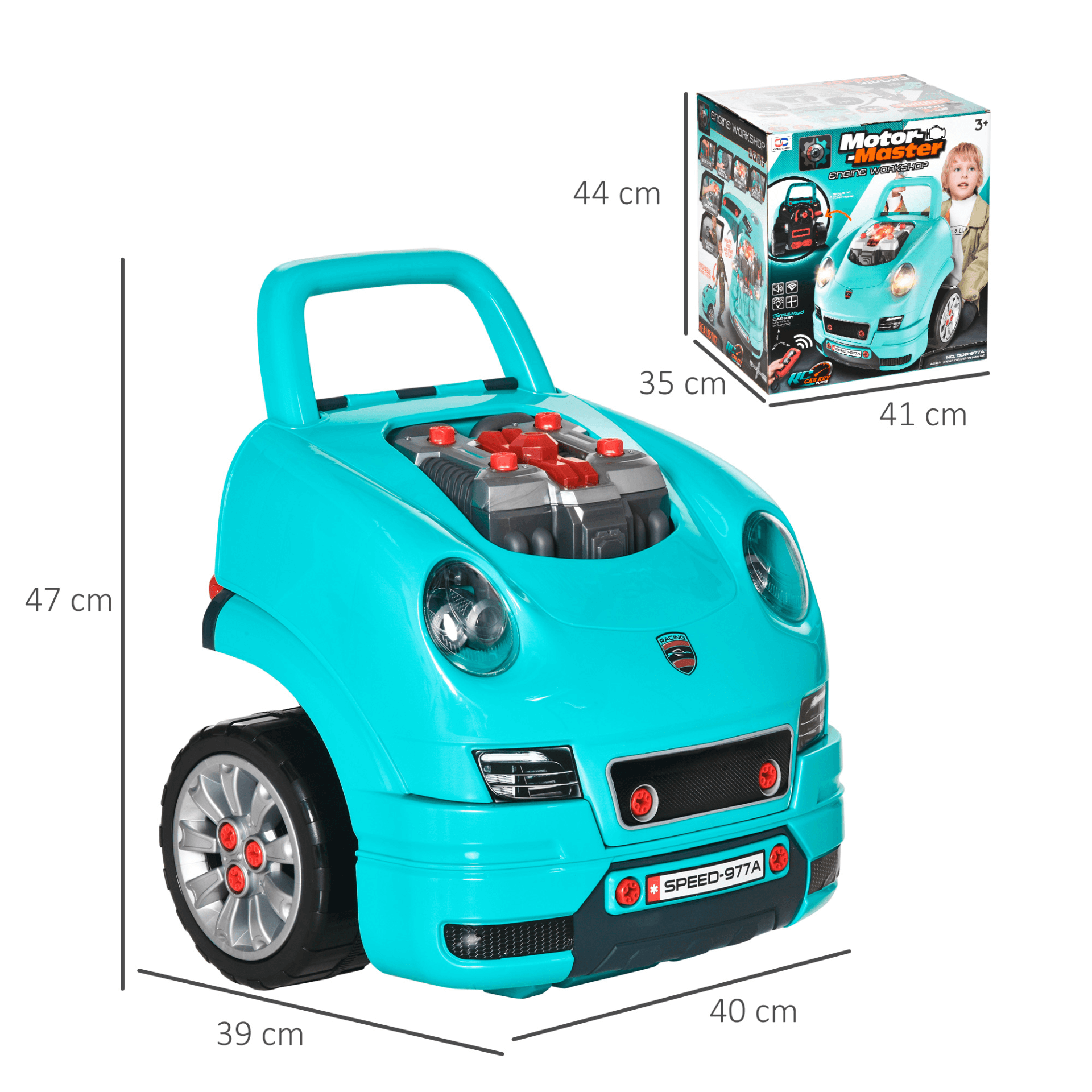 Fun Kids Truck Engine Toy Set - Ages 3-5, Engage young minds with a teal green truck engine toy set. Perfect for ages 3-5, it inspires imaginative play with sounds and lights. 61-piece fun!