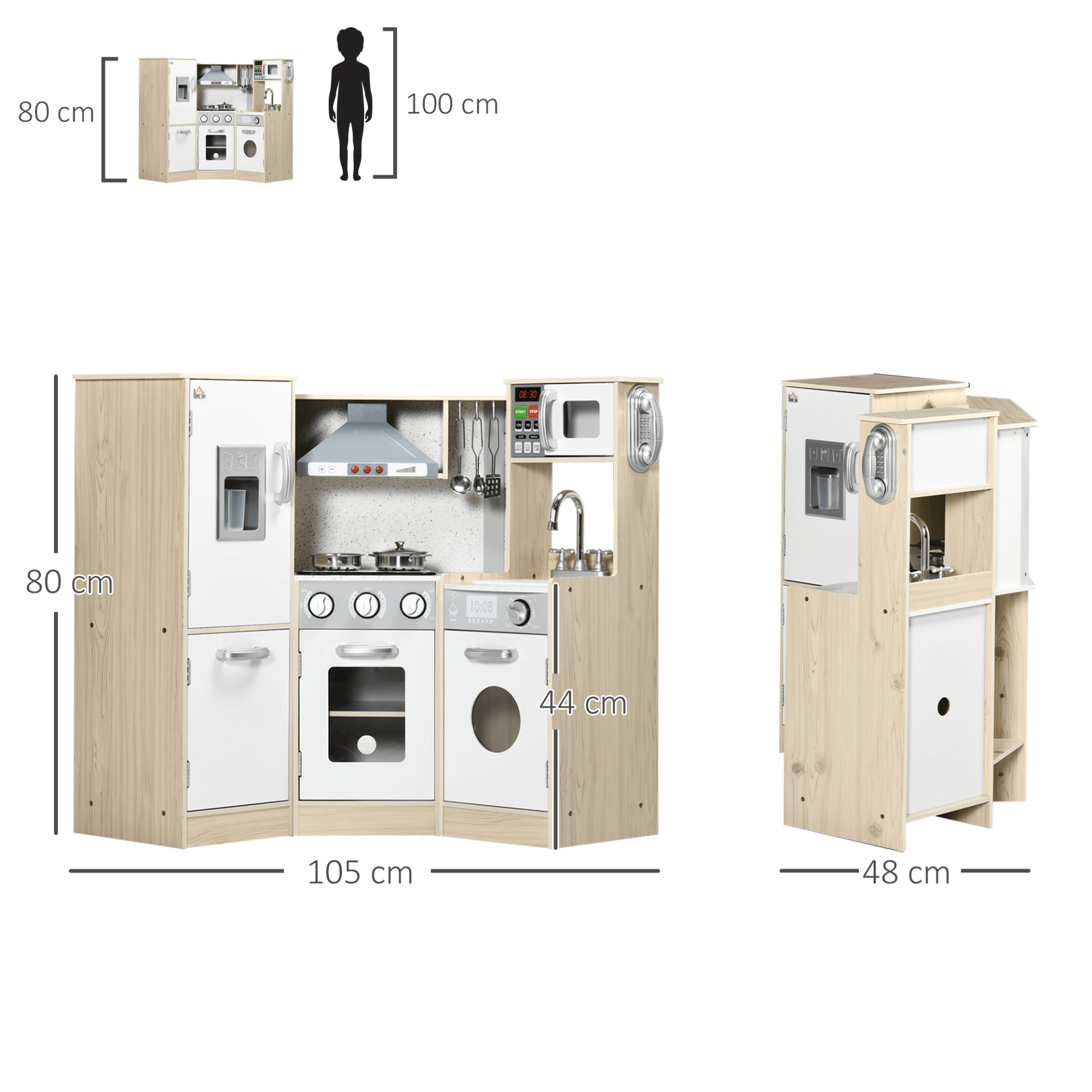 Kids Kitchen Playset with Sound & Light Effects, Enhance your child's imagination with the Kids Kitchen Playset. Realistic sounds, lights, phone, and storage make playtime engaging and fun! Plus accessory set.