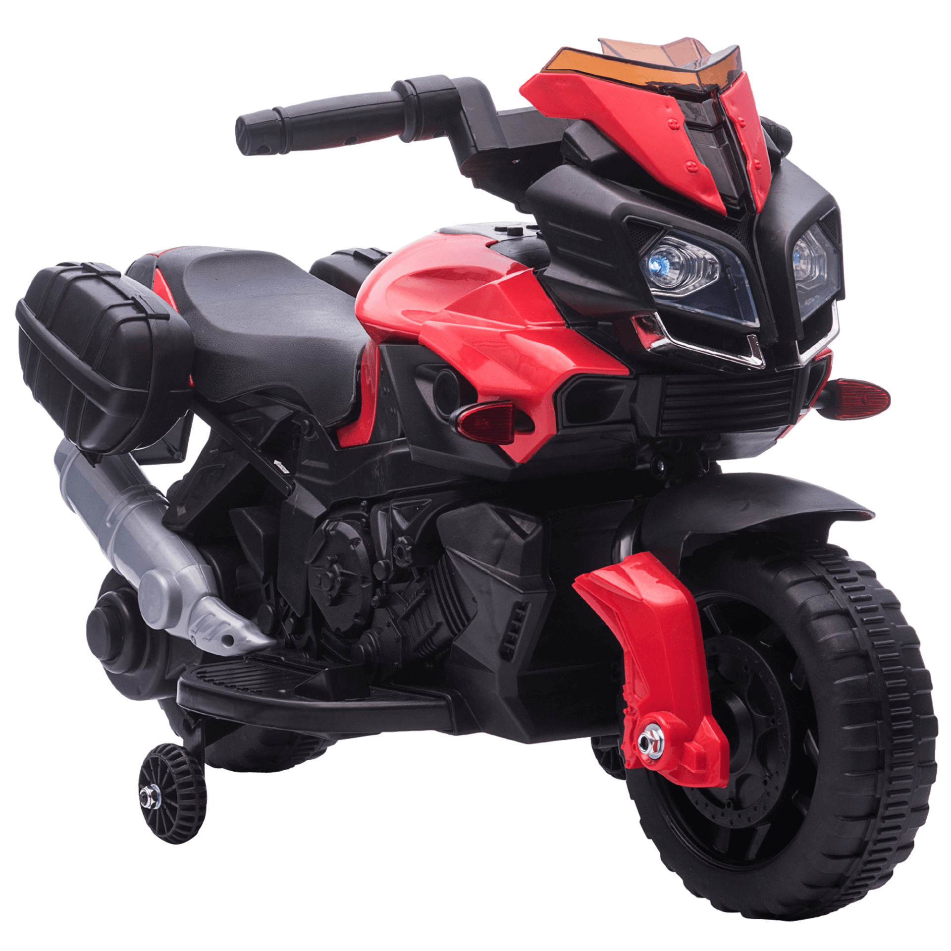 HOMCOM Kids 6V Electric Ride On Motorcycle - Red Fun, Discover the HOMCOM 6V Electric Motorcycle for kids 1.5-4! Features realistic sounds, lights, and horn for thrilling outdoor adventures.