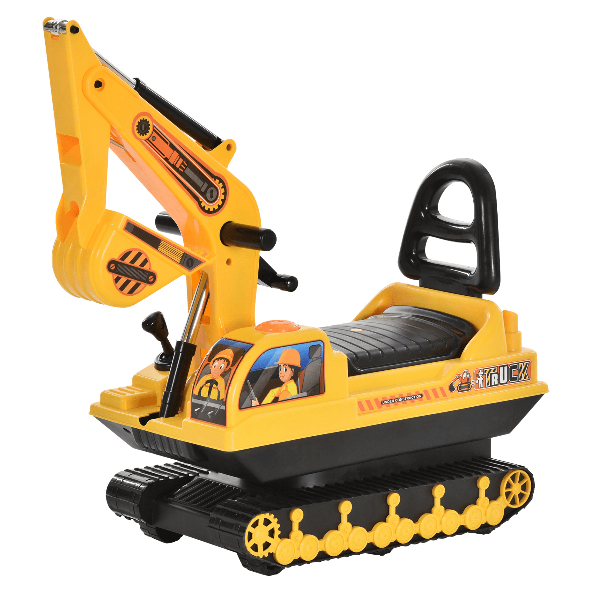 Kids Ride On Digger Excavator Toy, 2-in-1, Enjoy a 2-in-1 toddler toy combining a ride-on digger with a walker. Features storage basket and safety designs. Perfect for kids age 3+.