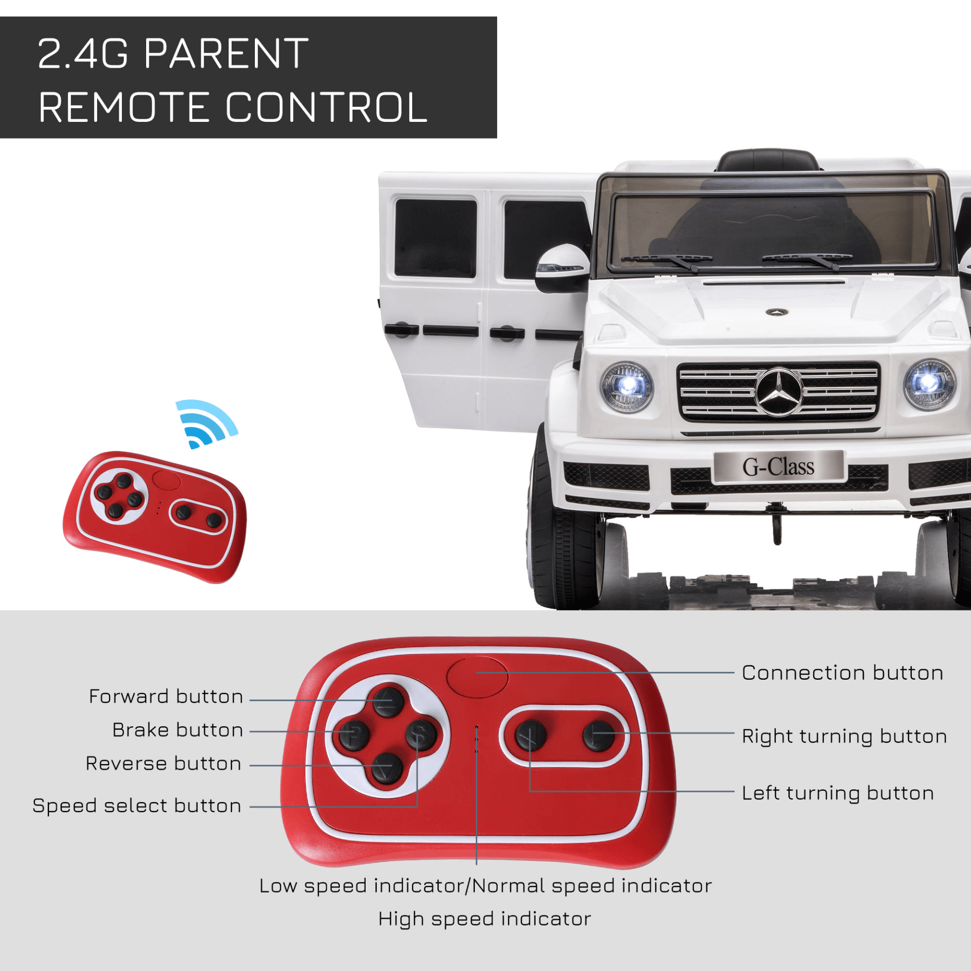 Mercedes Benz G500 Kids Electric Ride On Car, Give your child luxury fun with the Mercedes Benz G500 Kids Electric Ride-On. Perfect for 3-8yrs with realistic design & 12V power for endless adventures.