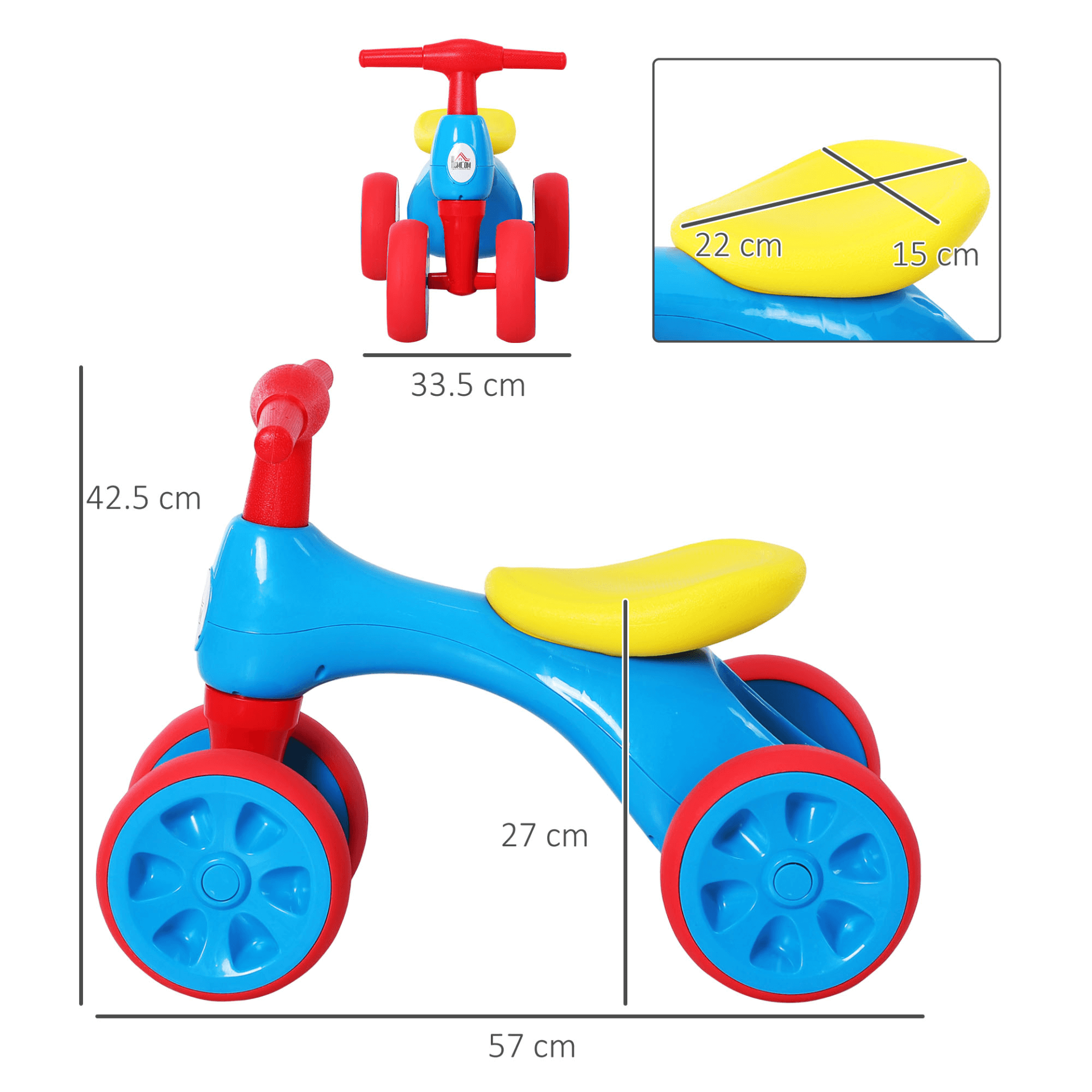 Baby Balance Bike for Toddlers Aged 1.5-3 Years, Help your toddler develop balance and coordination with our safe and sturdy Baby Balance Bike, perfect for boys and girls aged 1.5-3 years. In blue and red.