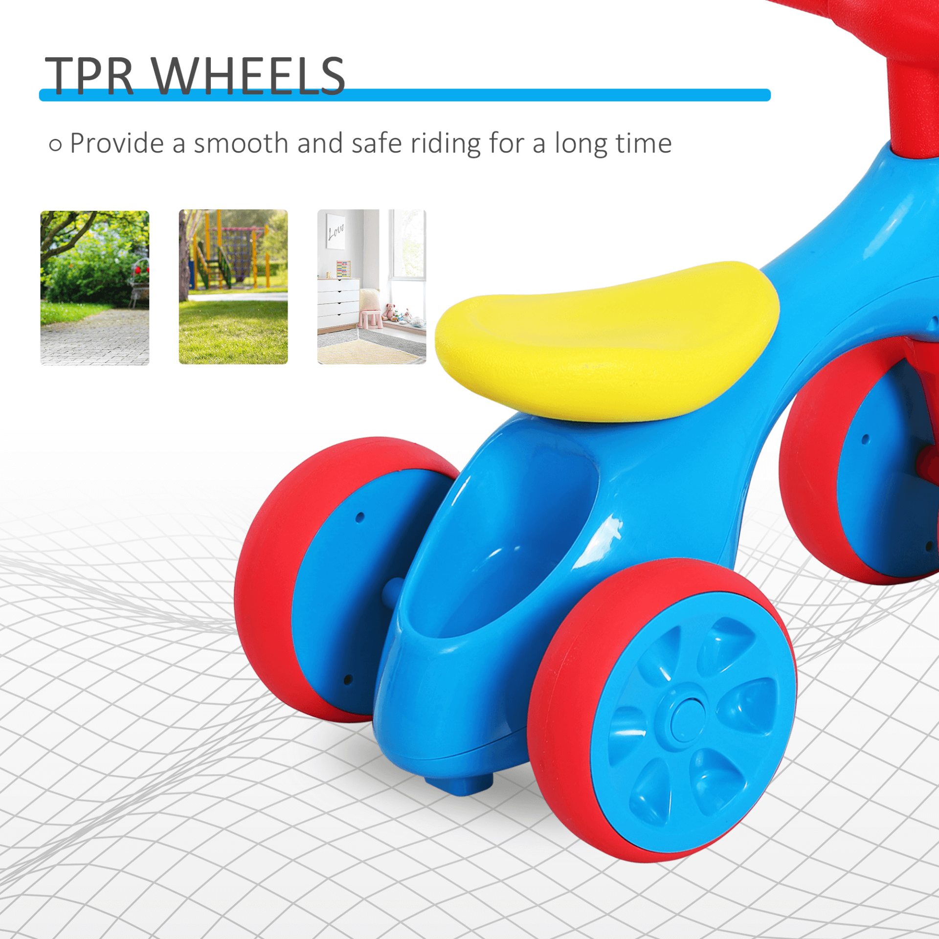 Baby Balance Bike for Toddlers Aged 1.5-3 Years, Help your toddler develop balance and coordination with our safe and sturdy Baby Balance Bike, perfect for boys and girls aged 1.5-3 years. In blue and red.