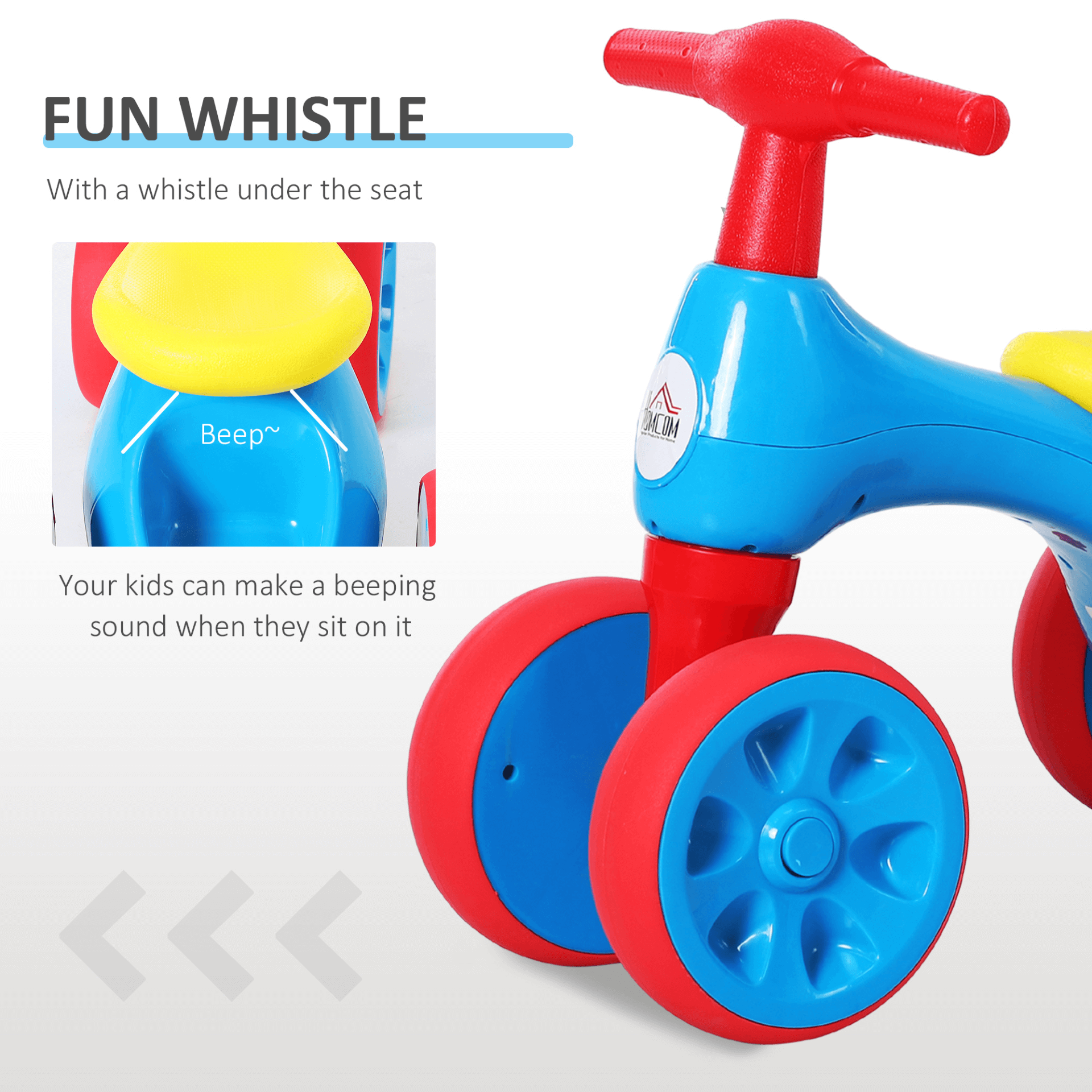 Baby Balance Bike for Toddlers Aged 1.5-3 Years, Help your toddler develop balance and coordination with our safe and sturdy Baby Balance Bike, perfect for boys and girls aged 1.5-3 years. In blue and red.